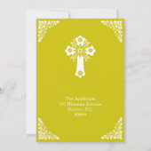 Invitation Floral Cross Baptism Yellow Kaart (Achterkant)