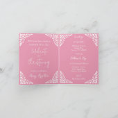 Invitation Floral Cross Christening Rose Pink Feestdagen Kaart (Binnen)