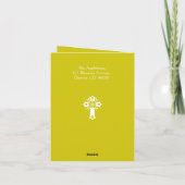 Invitation Floral Cross Christening Yellow Feestdagen Kaart (Achterkant)