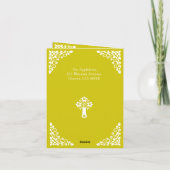 Invitation Floral Cross Christening Yellow Feestdagen Kaart (Achterkant)