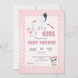 invitation for baby shower, it is a girl kaart