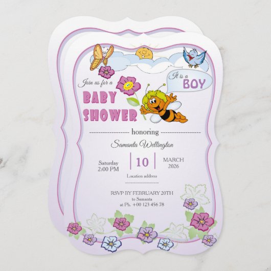 invitation for baby shower kaart (Voorkant / Achterkant)