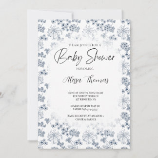 Invitation for baby shower Toile Desing-Customizab Kaart