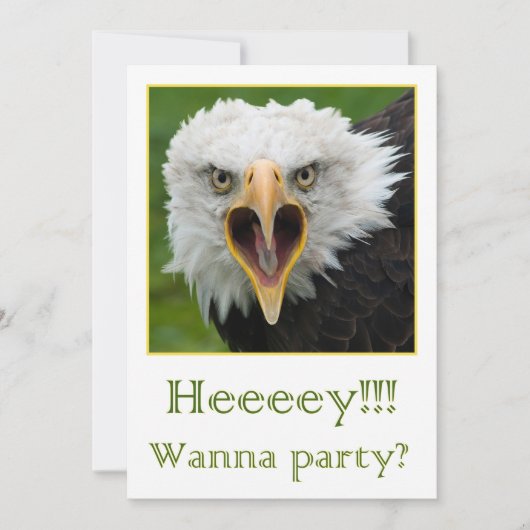 Invitation for party shouting bird of prey kaart (Voorkant)
