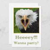 Invitation for party shouting bird of prey kaart (Voorkant / Achterkant)
