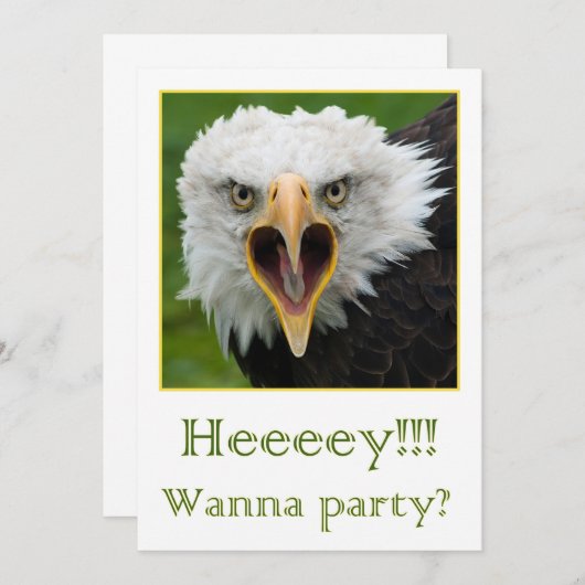 Invitation for party shouting bird of prey kaart (Voorkant / Achterkant)
