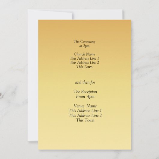 Invitation Golden Yellow Flowers Wedding Suite Kaart (Achterkant)