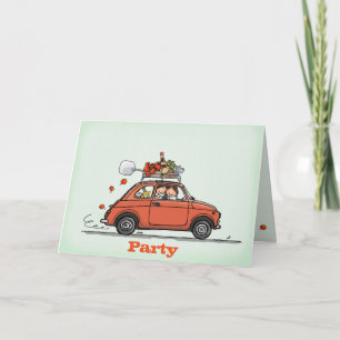 Invitation Greeting Card Vintage Fiat 500