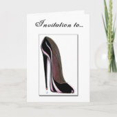 Invitation Kaart - zwarte stilettoschoen (Voorkant)