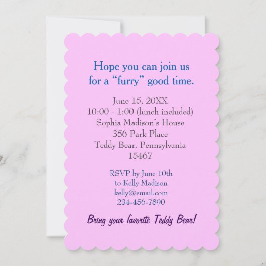 Invitation Kindergarten Graduation Party, Teddy Be Kaart (Achterkant)