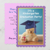Invitation Kindergarten Graduation Party, Teddy Be Kaart (Voorkant / Achterkant)