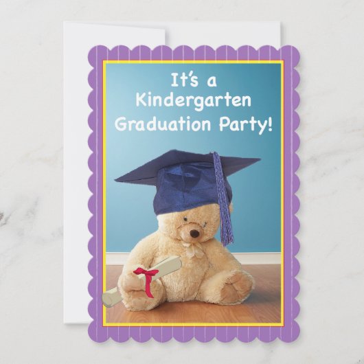 Invitation Kindergarten Graduation Party, Teddy Be Kaart (Voorkant)