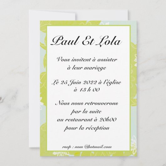 invitation mariage kaart (Voorkant)