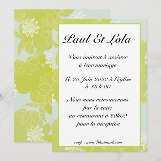 invitation mariage kaart (Voorkant / Achterkant)