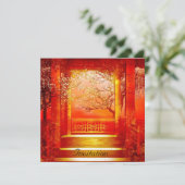 Invitation Oriental Red Gold Kaart (Staand voorkant)