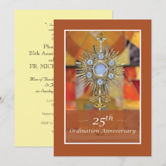 Invitation Priest 25th Ordination Anniversary Kaart (Voorkant / Achterkant)
