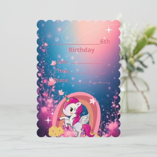 Invitation princess party  kaart (Staand voorkant)