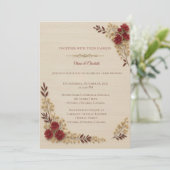 Invitation Romantic Beige Floral Wedding Invitatio Kaart (Staand voorkant)