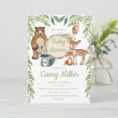 Invitation Rustic Woodland Forest Animal Baby show Kaart (Staand voorkant)