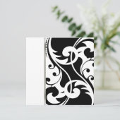 Invitation Square Black en White Damask Kaart (Staand voorkant)