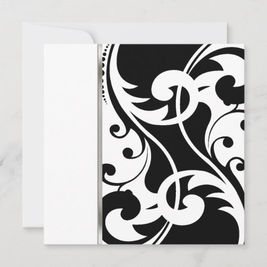 Invitation Square Black en White Damask Kaart (Voorkant)