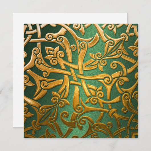 Invitation Square Gold Celtic Pattern Kaart (Voorkant / Achterkant)