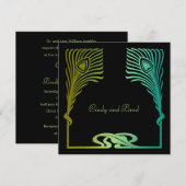 Invitation Square Peacock Set 1104 Kaart (Voorkant / Achterkant)