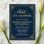 Invitation Surprise Party Navy Gold 80th Birthday Kaart
