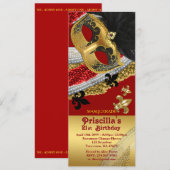 "Invitation Ticket style","Birthday Woman any age" Kaart (Voorkant / Achterkant)