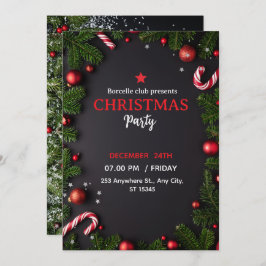 Invitation to a rustic Christmas party with a beau Kaart