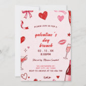 Invitation to brunch at Galentine's pink coquettis Kaart (Voorkant)