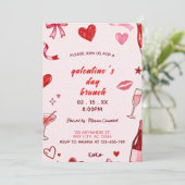 Invitation to brunch at Galentine's pink coquettis Kaart (Staand voorkant)