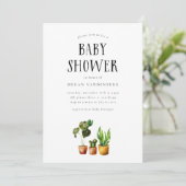 Invitation voor het Baby shower van potte Planten Kaart (Staand voorkant)