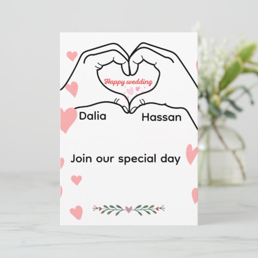 Invitation wedding  kaart (Staand voorkant)