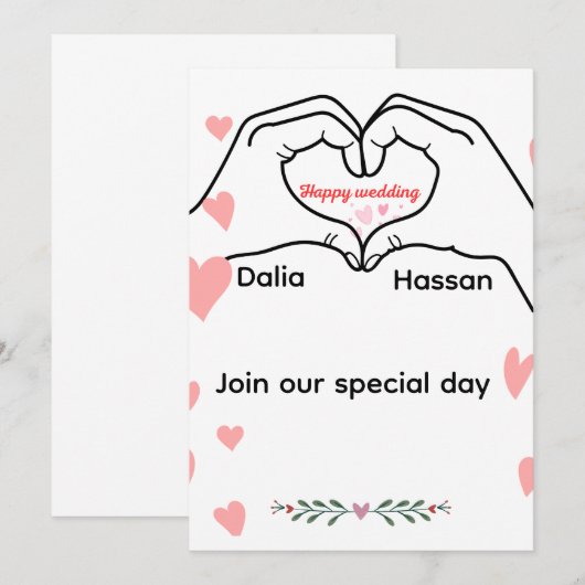 Invitation wedding  kaart (Voorkant / Achterkant)