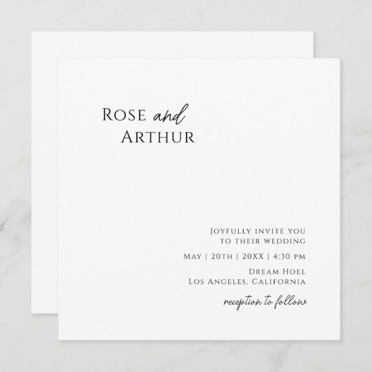 Invitation Whimsical Minimalist Square Kaart (Voorkant / Achterkant)