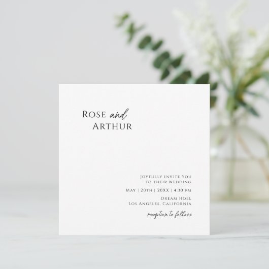 Invitation Whimsical Minimalist Square Kaart (Staand voorkant)