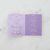 Invitation (write) Floral Cross Baptism Lilac Feestdagen Kaart (Binnen)