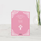 Invitation (write) Floral Cross Baptism Rose Pink Feestdagen Kaart (Achterkant)