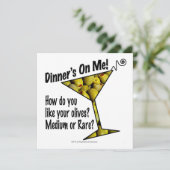 INVITATIONS Dinner's On ME, Olijven? Gemiddeld of  Kaart (Staand voorkant)