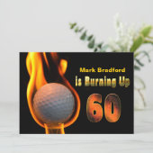 INVITE 60TH BIRTHDAY - GOLF BALL BURNING KAART (Staand voorkant)