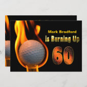 INVITE 60TH BIRTHDAY - GOLF BALL BURNING KAART (Voorkant / Achterkant)