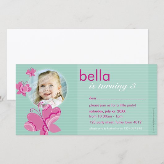 INVITE FOTOCARD: flutterbybutterfly 1 (Voorkant / Achterkant)