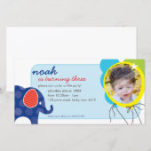 INVITE FOTOCARD: olifant + ballonnen 3 (Voorkant / Achterkant)