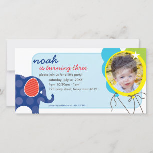 INVITE FOTOCARD: olifant + ballonnen 3