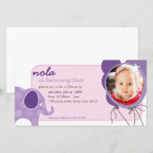 INVITE FOTOCARD: olifant + ballonnen 5 (Voorkant / Achterkant)