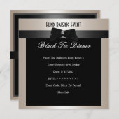 Invite Fundraiser Formal Black Stropdas Champagne Kaart (Voorkant / Achterkant)