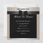 Invite Fundraiser Formal Black Stropdas Champagne Kaart (Voorkant)