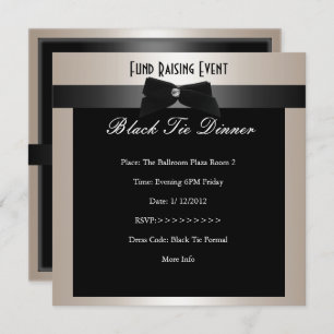 Invite Fundraiser Formal Black Stropdas Champagne Kaart