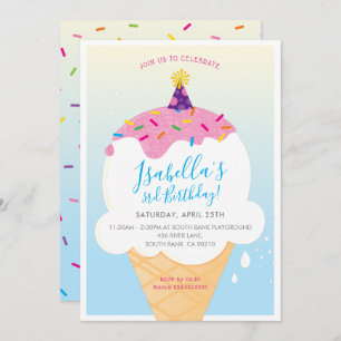 INVITE retro-ijs-crème-kuit KIDS BIRTHDAY Kaart